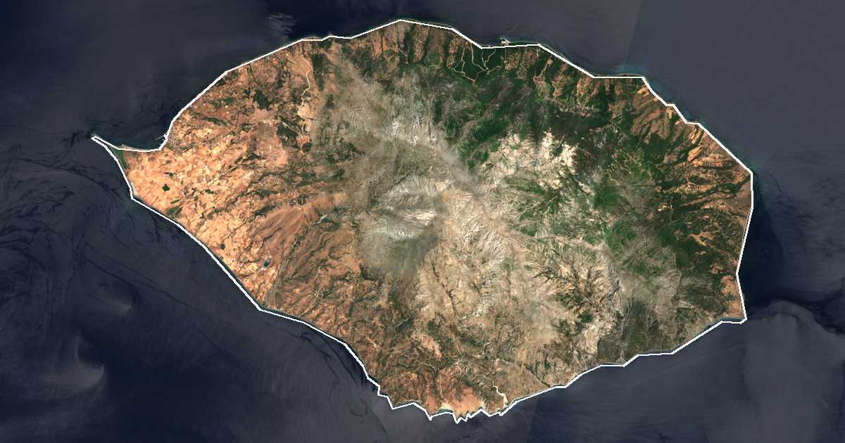 Imagen de satélite con el límite trazado: Samotracia