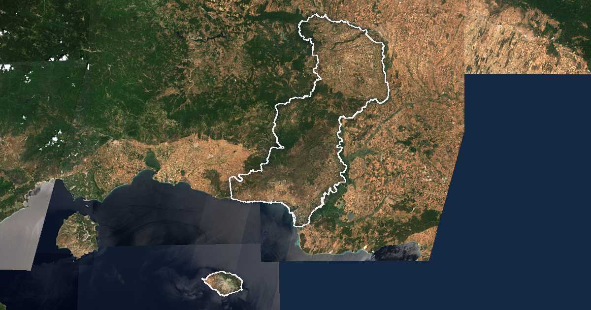 Imagen de satélite con el límite trazado: Unidad periférica de Evros