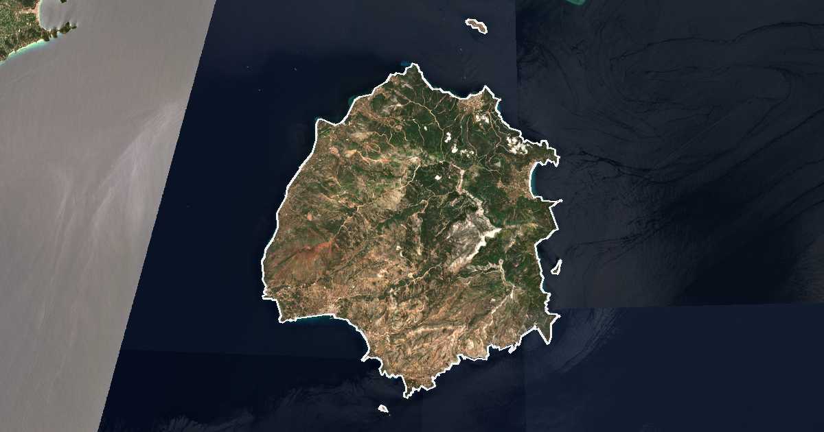 Imagen de satélite con el límite trazado: Unidad periférica de Thasos