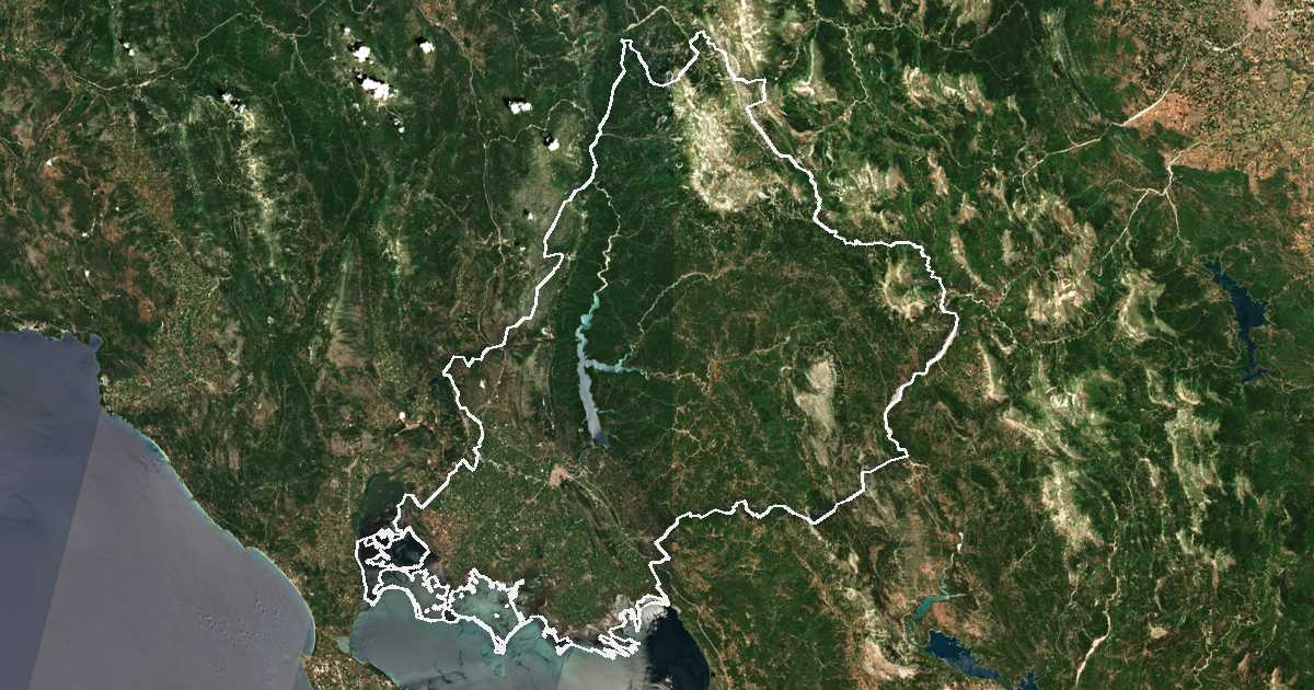 Imagen de satélite con el límite trazado: Unidad periférica de Arta