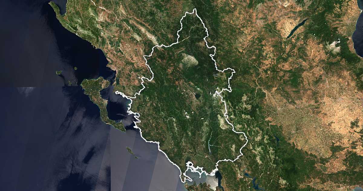 Imagen de satélite con el límite trazado: Periferia del Epiro