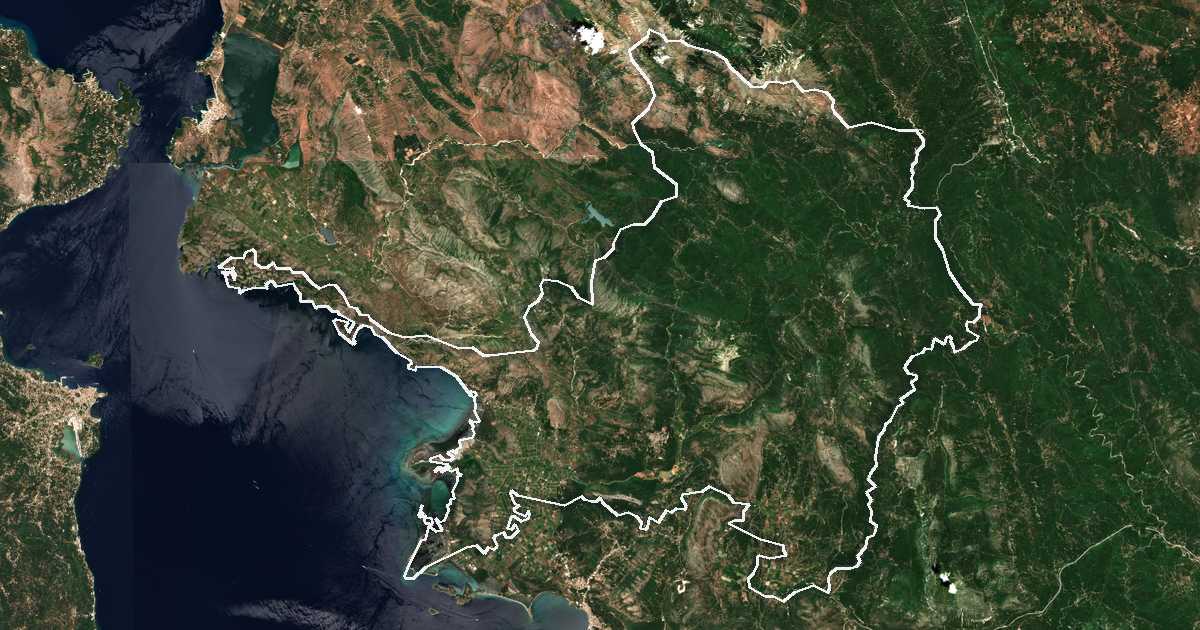 Imagen de satélite con el límite trazado: Filiates