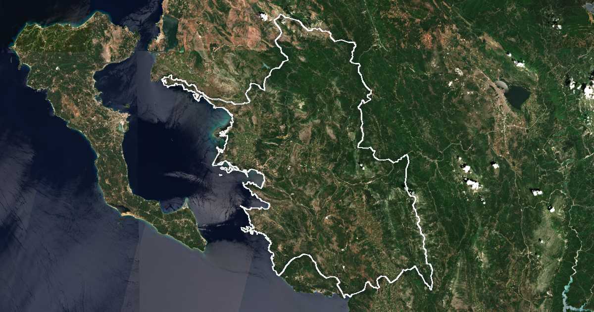 Imagen de satélite con el límite trazado: Unidad periférica de Tesprotia