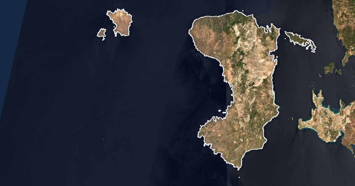 Imagen de satélite con el límite trazado: Unidad periférica de Quíos