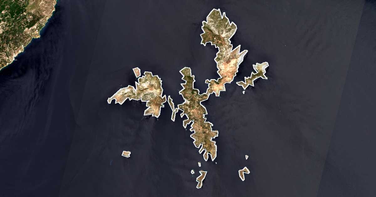 Imagen de satélite con el límite trazado: Dímos Foúrnon Korseón