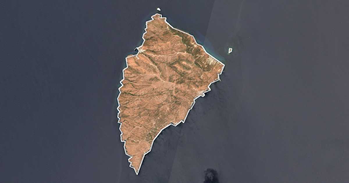 Imagen de satélite con el límite trazado: Dímos Agíou Efstratíou