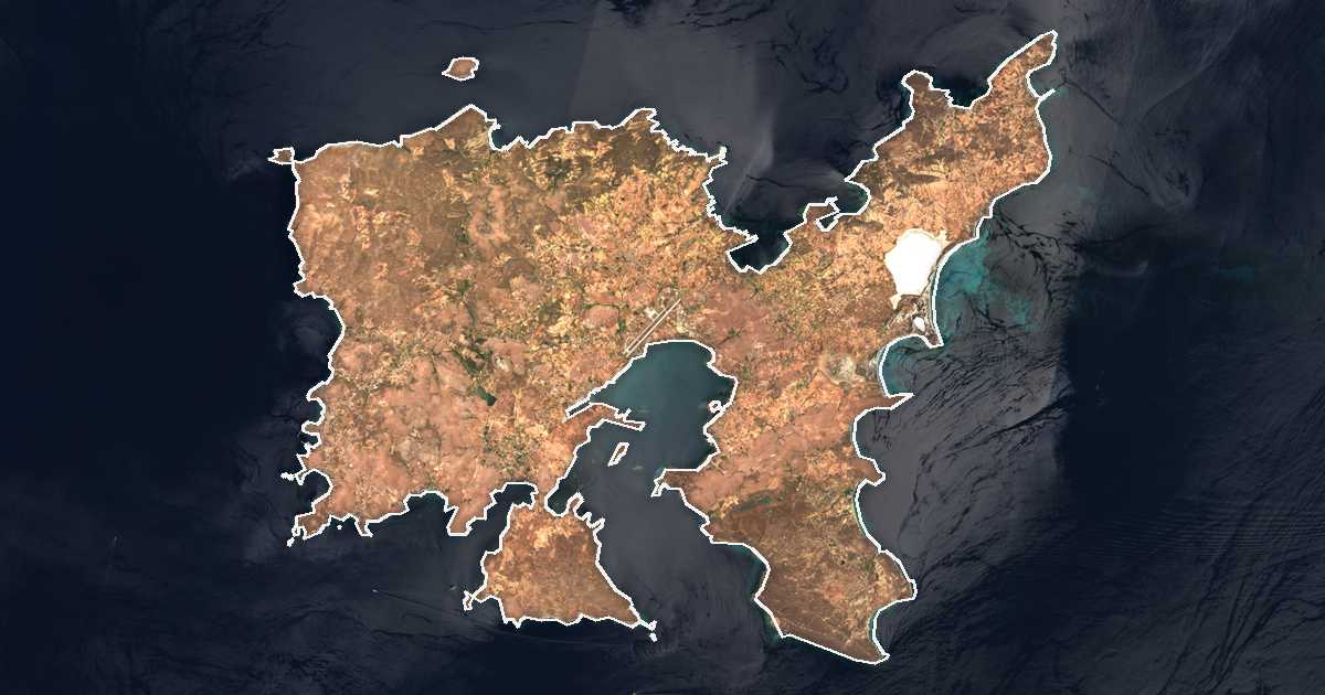 Imagen de satélite con el límite trazado: Dímos Límnou