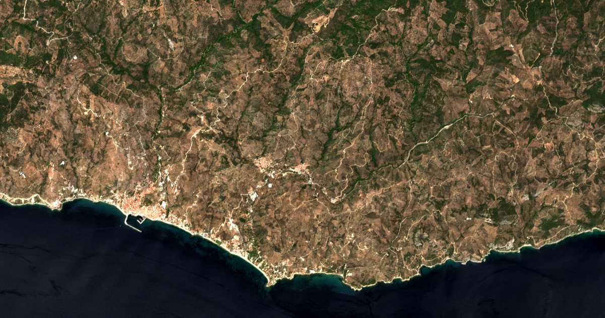Mapa por satélite de Trýgonas