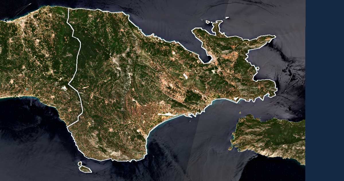 Imagen de satélite con el límite trazado: Dímos Anatolikís Sámou