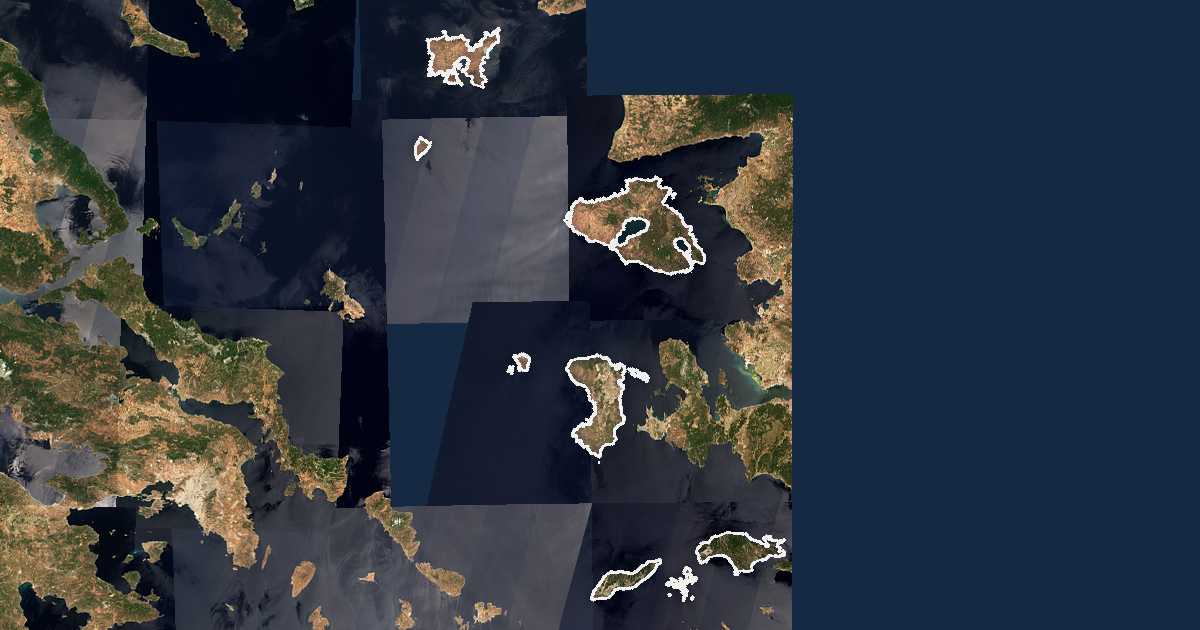 Imagen de satélite con el límite trazado: Periferia del Egeo Septentrional