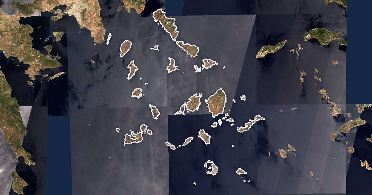Mapa por satélite de Cícladas