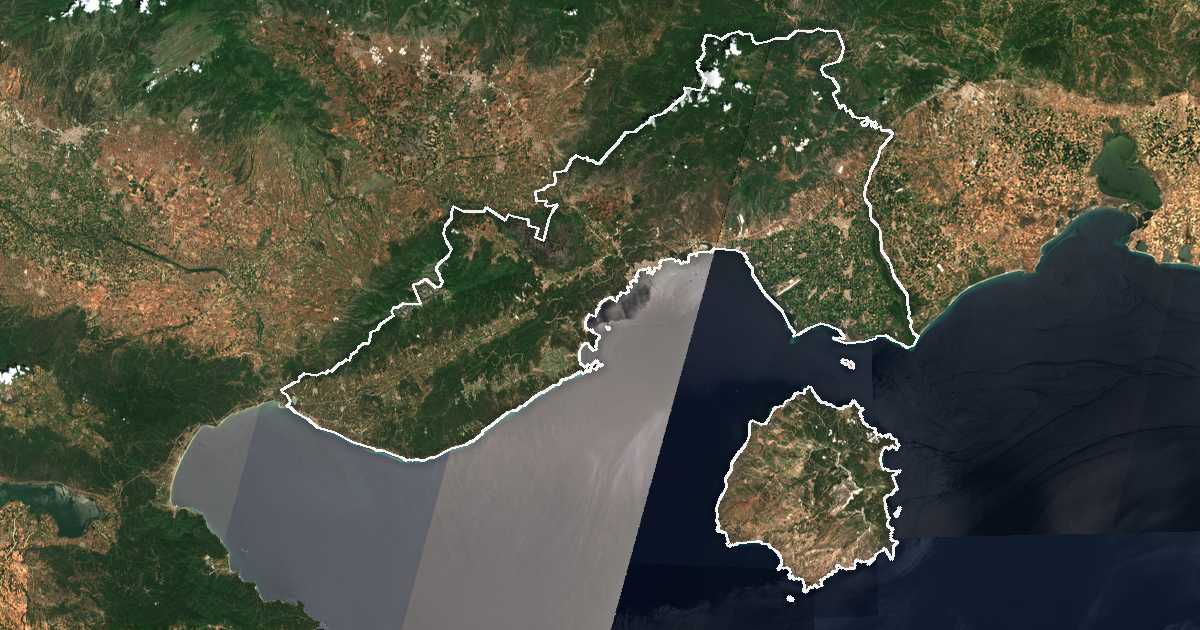 Mapa por satélite de Nomós Kaválas kai Thásou