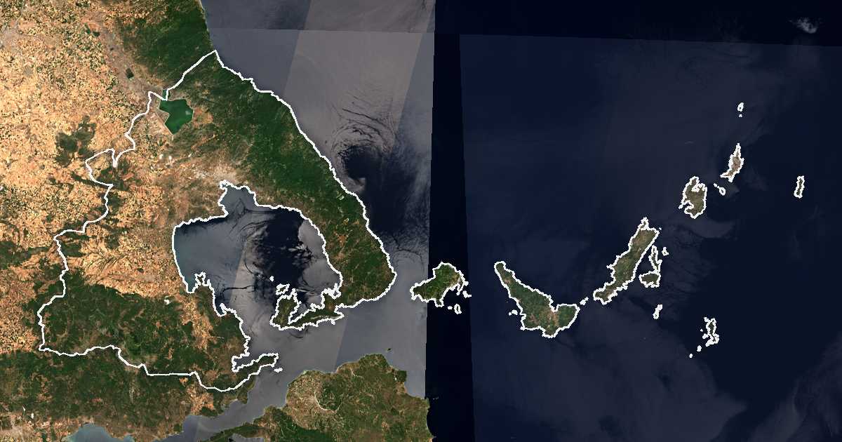 Mapa por satélite de Nomós Magnisías kai Sporádon