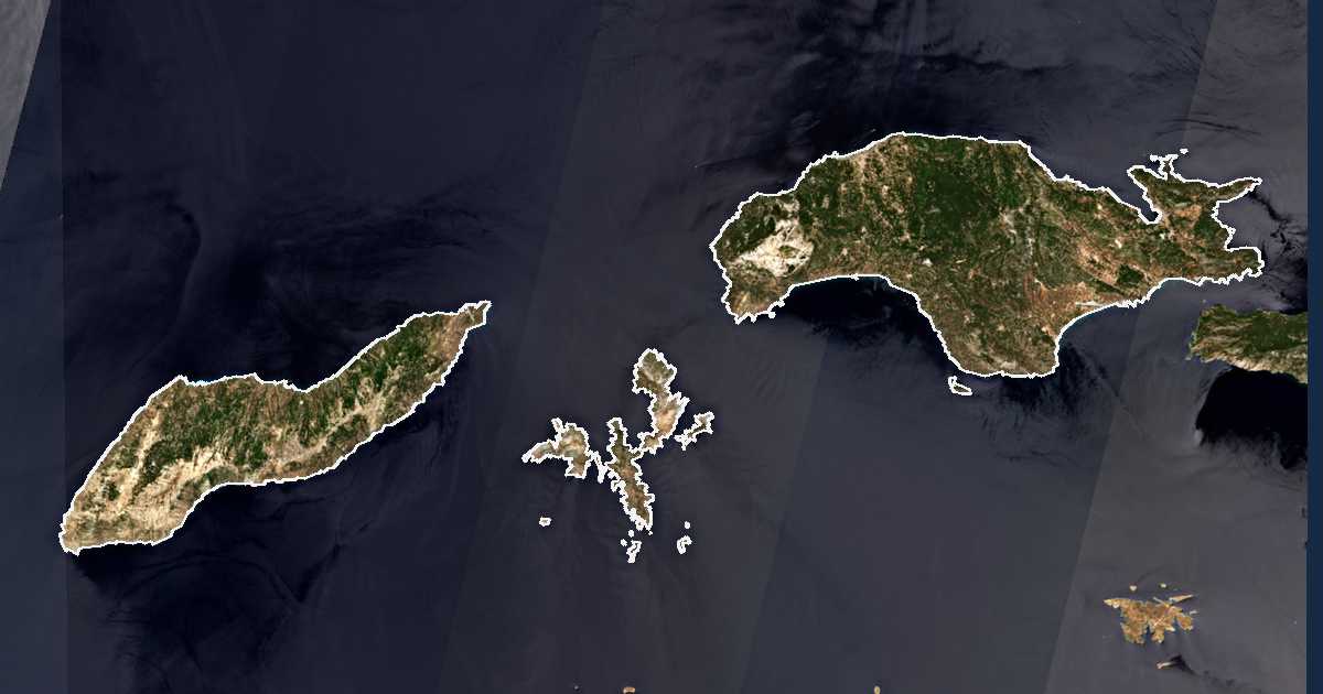 Mapa por satélite de Nomós Sámou kai Ikarías