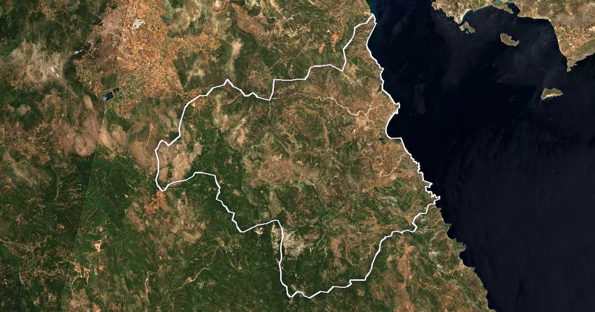 Imagen de satélite con el límite trazado: Cinuria del Norte