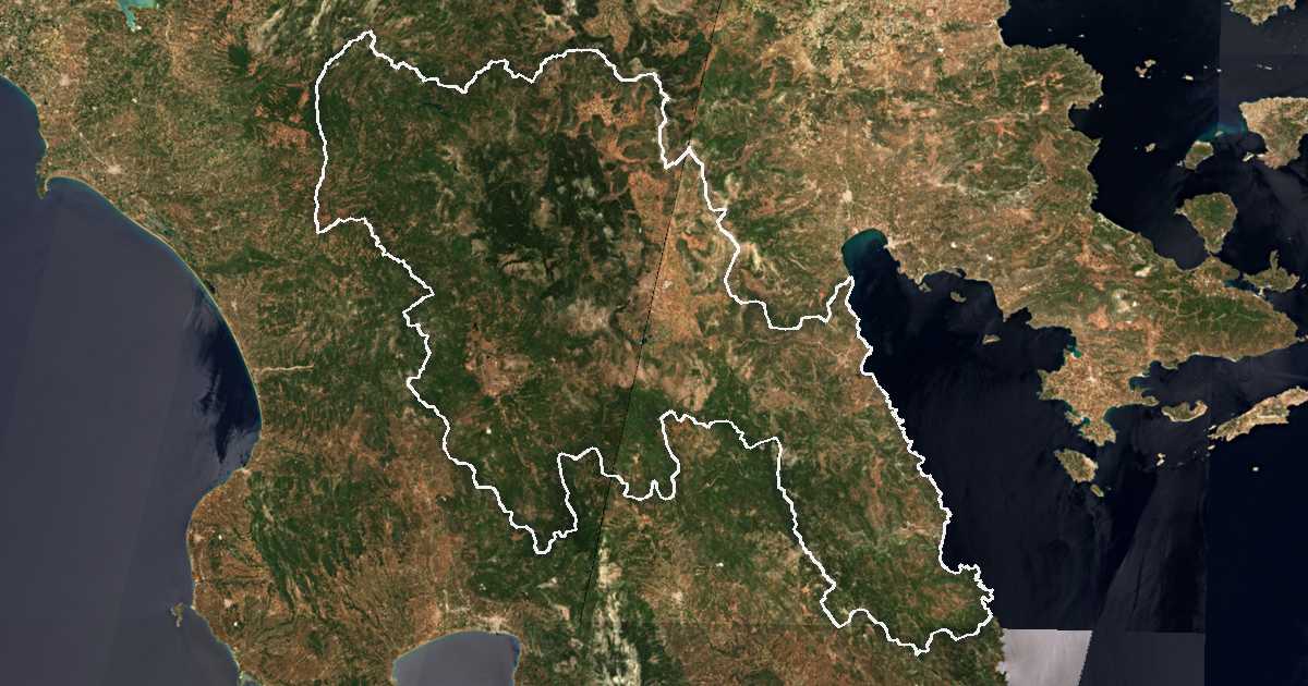 Imagen de satélite con el límite trazado: Arcadia
