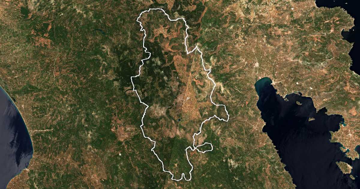Imagen de satélite con el límite trazado: Dímos Trípolis