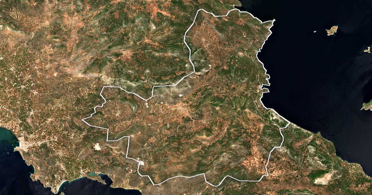 Imagen de satélite con el límite trazado: Epidavrou