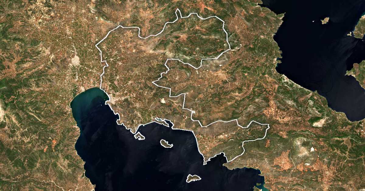 Imagen de satélite con el límite trazado: Náfplio