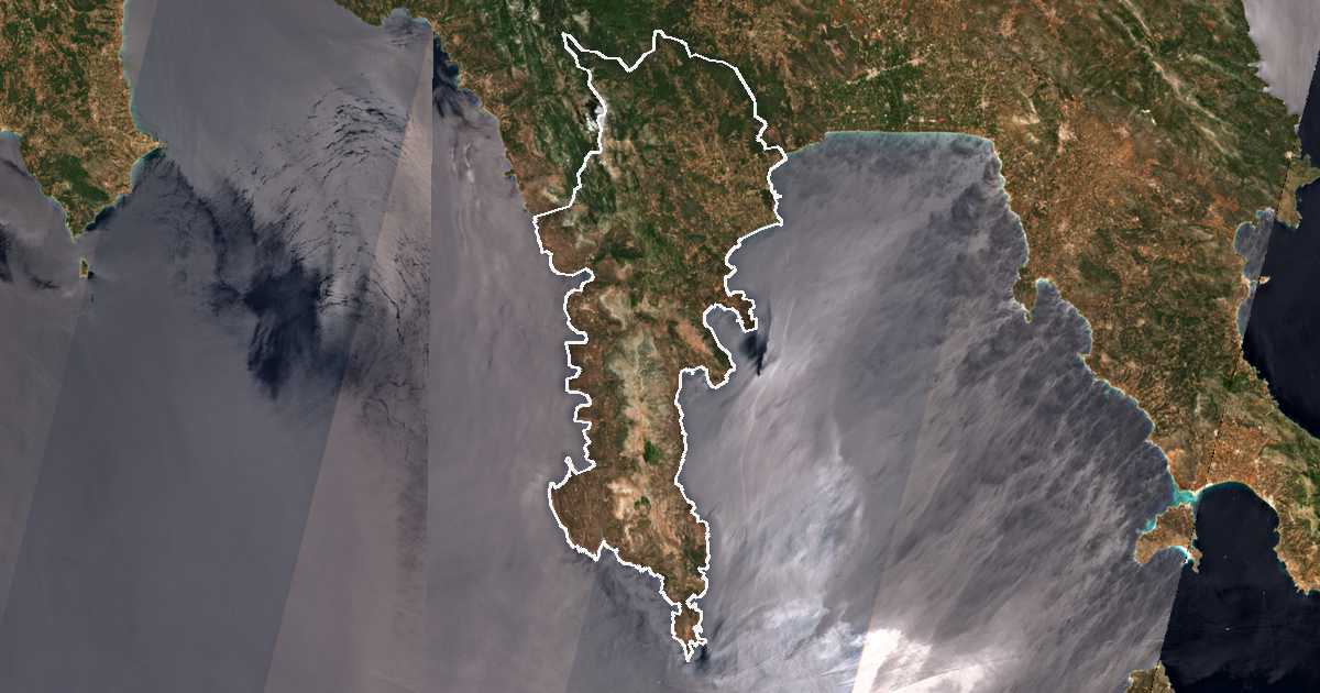 Imagen de satélite con el límite trazado: Mani Oriental