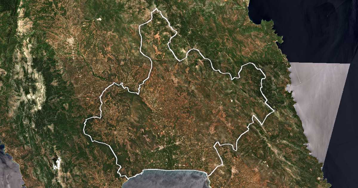 Imagen de satélite con el límite trazado: Eurotas