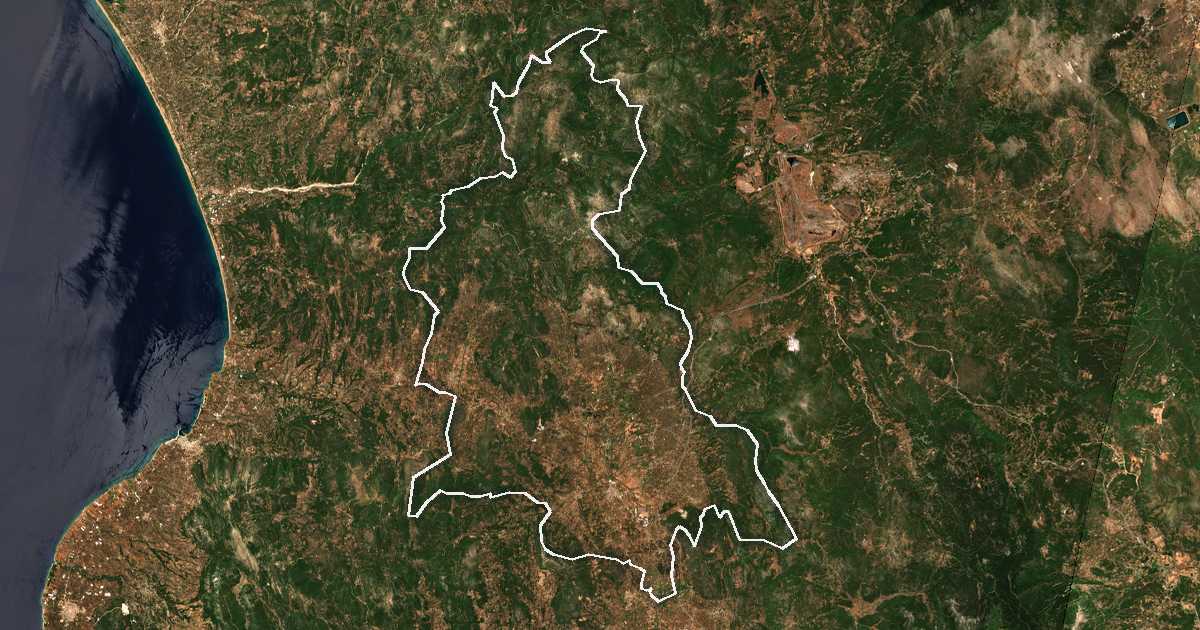 Imagen de satélite con el límite trazado: Ijalía