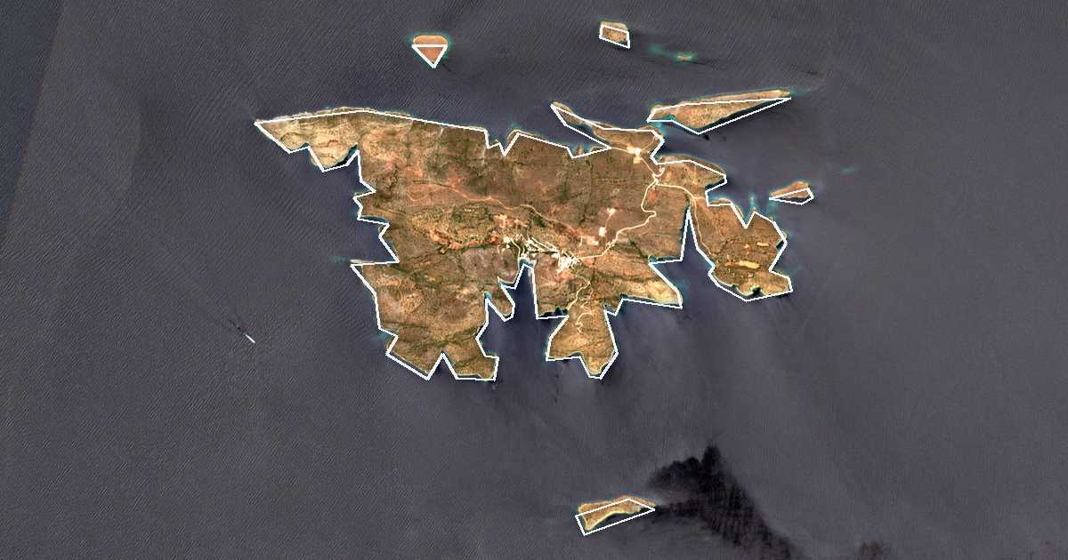 Imagen de satélite con el límite trazado: Dímos Agathonisíou