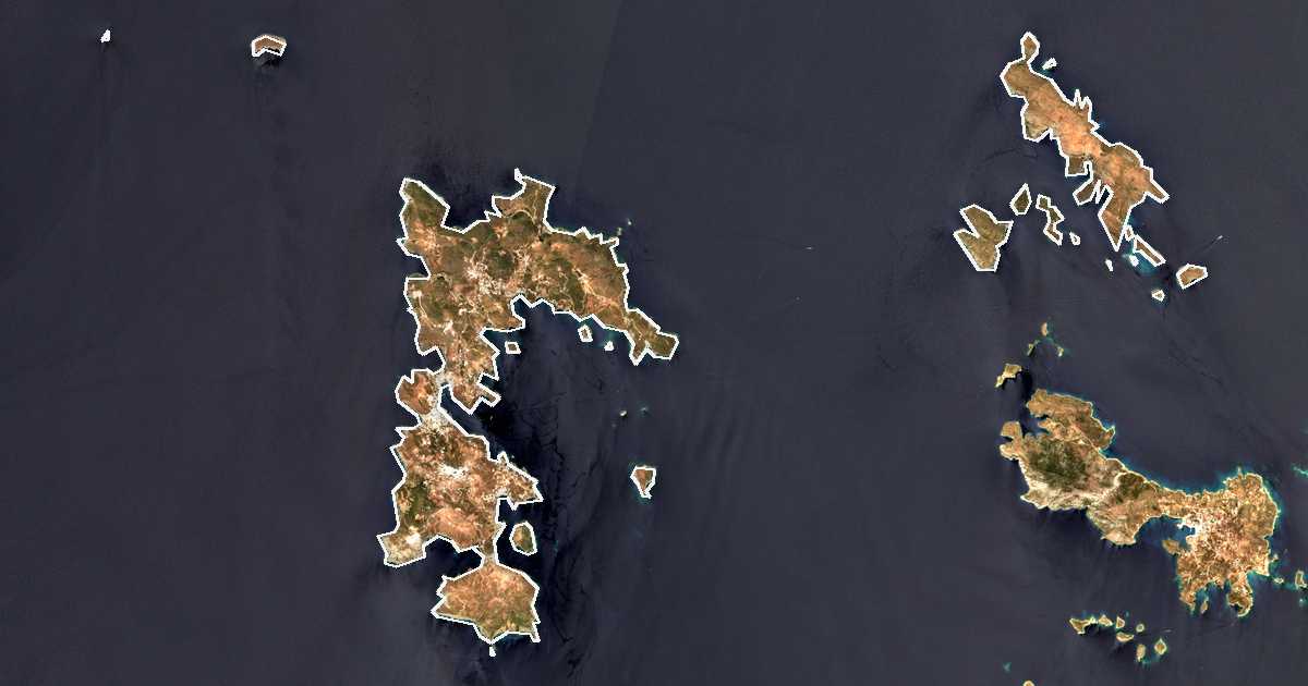 Imagen de satélite con el límite trazado: Patmos