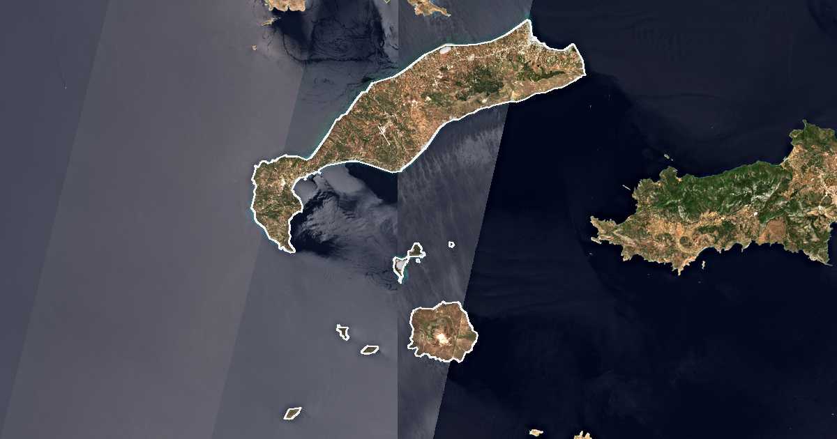 Imagen de satélite con el límite trazado: unidad periférica de Kos