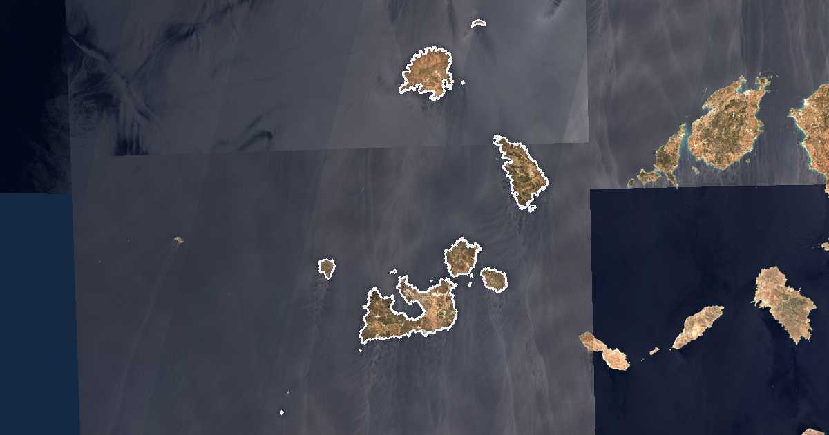 Imagen de satélite con el límite trazado: unidad periférica de Milos