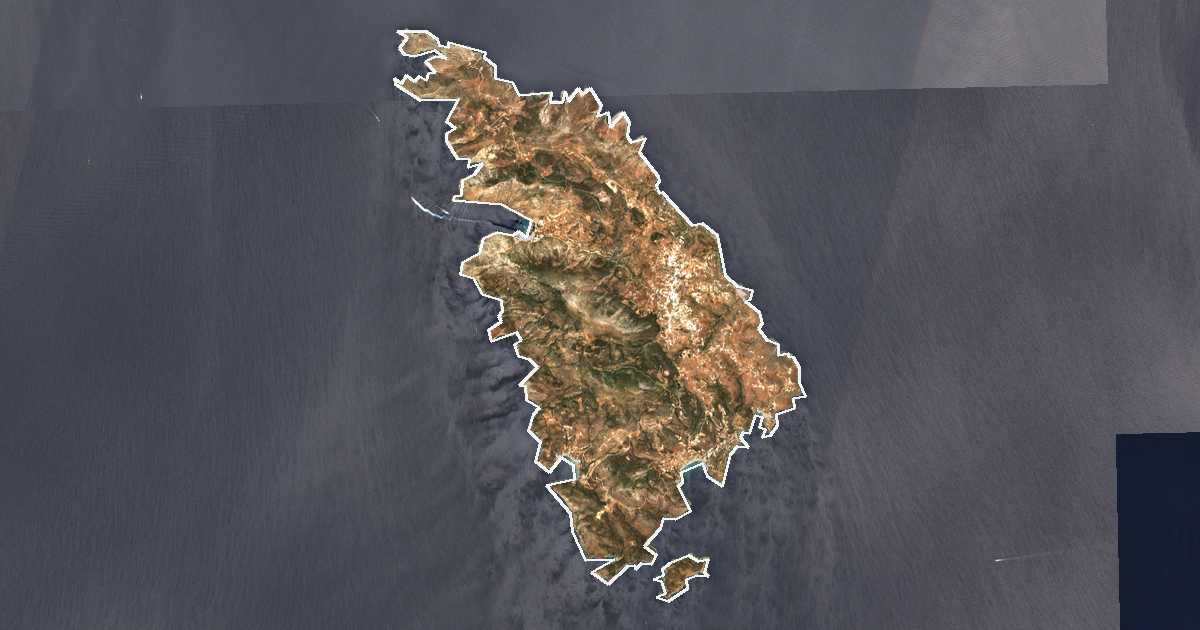Imagen de satélite con el límite trazado: Sifnos