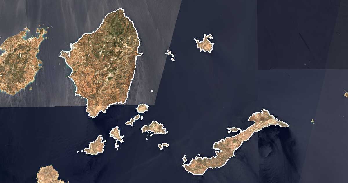 Imagen de satélite con el límite trazado: unidad periférica de Naxos
