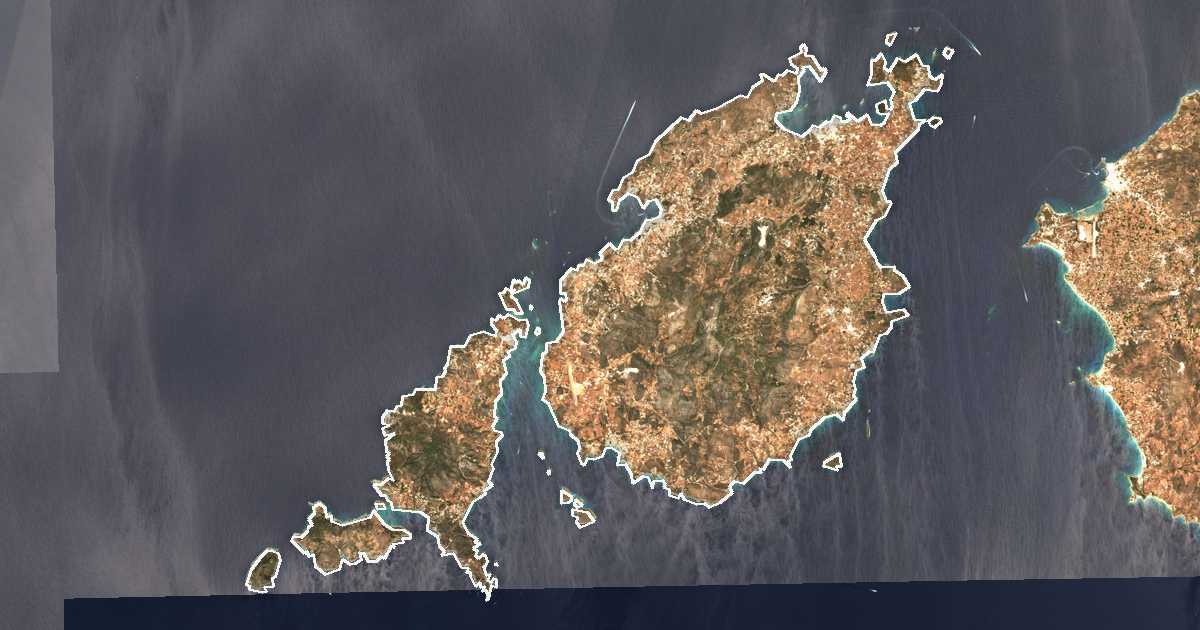 Imagen de satélite con el límite trazado: unidad periférica de Paros