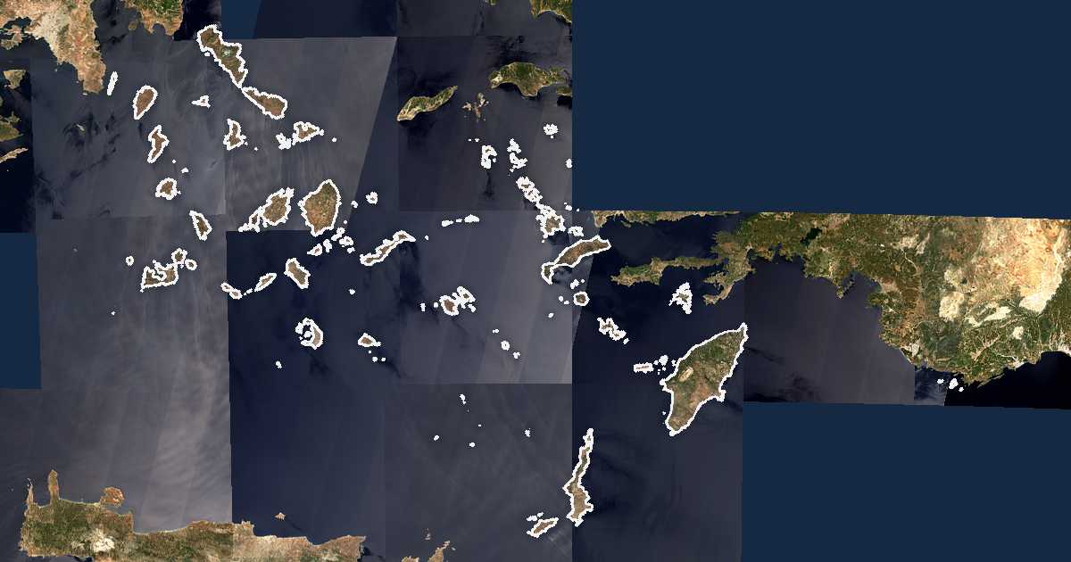 Imagen de satélite con el límite trazado: Periferia del Egeo Meridional