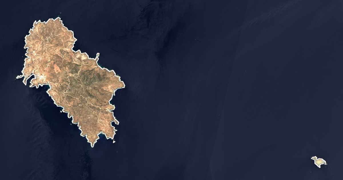 Imagen de satélite con el límite trazado: Dímos Iitón