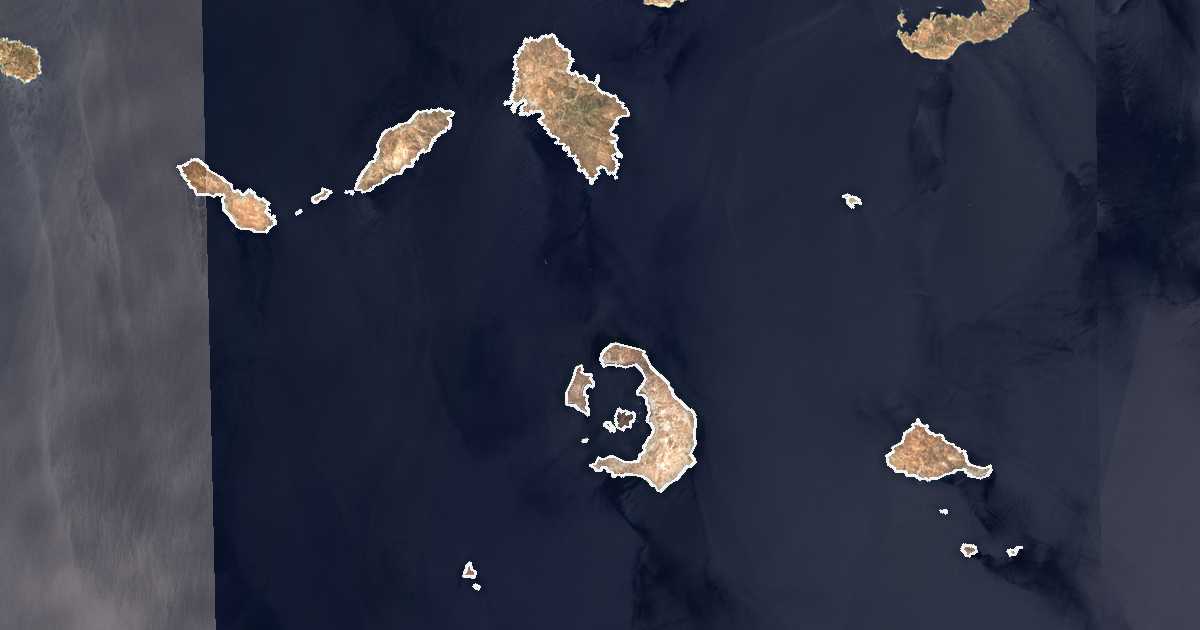 Imagen de satélite con el límite trazado: unidad periférica de Thira