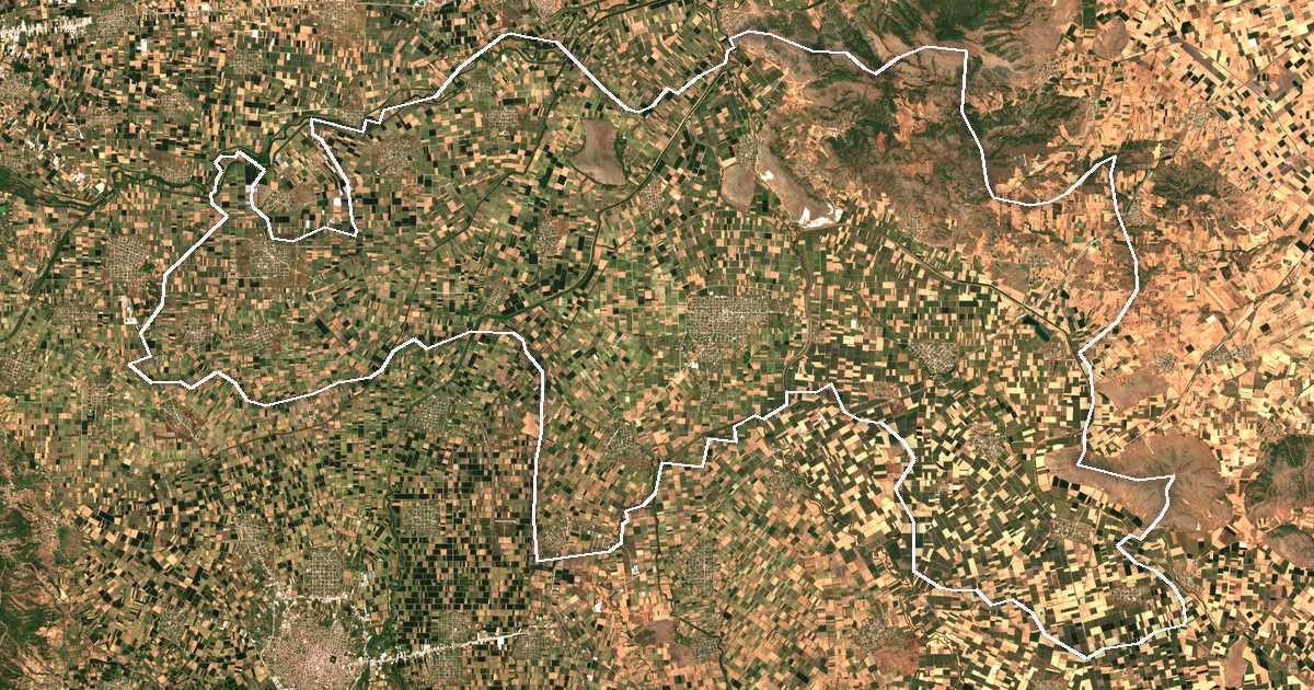 Imagen de satélite con el límite trazado: Palamás