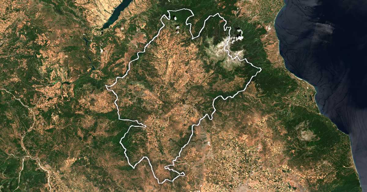 Imagen de satélite con el límite trazado: Elassona