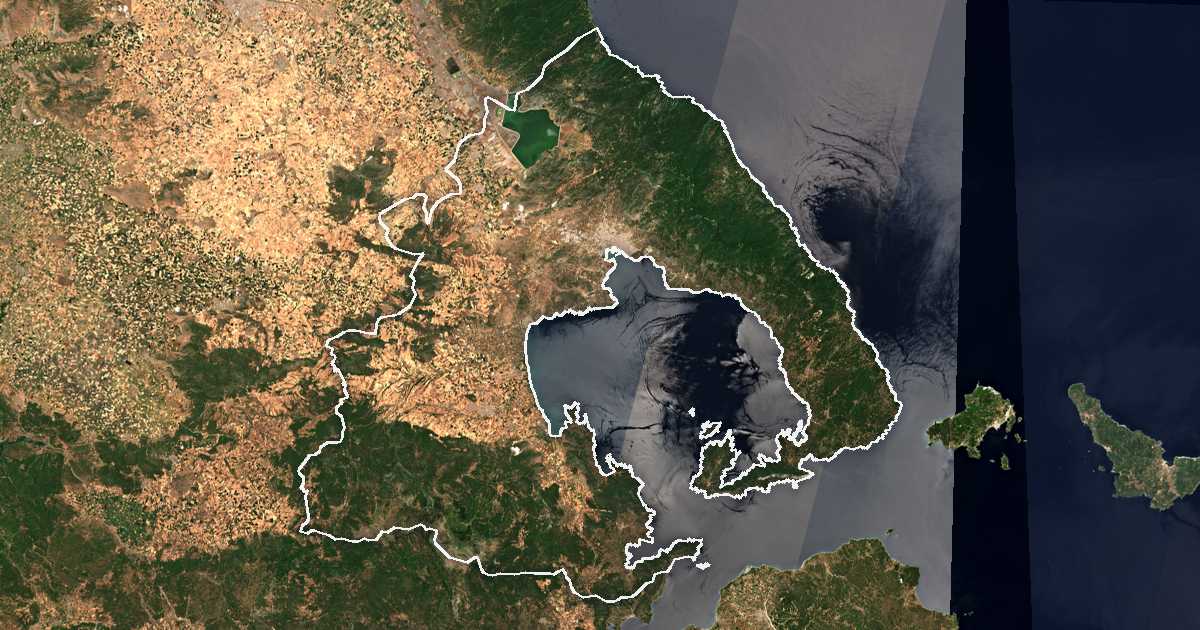 Imagen de satélite con el límite trazado: Unidad periférica de Magnesia