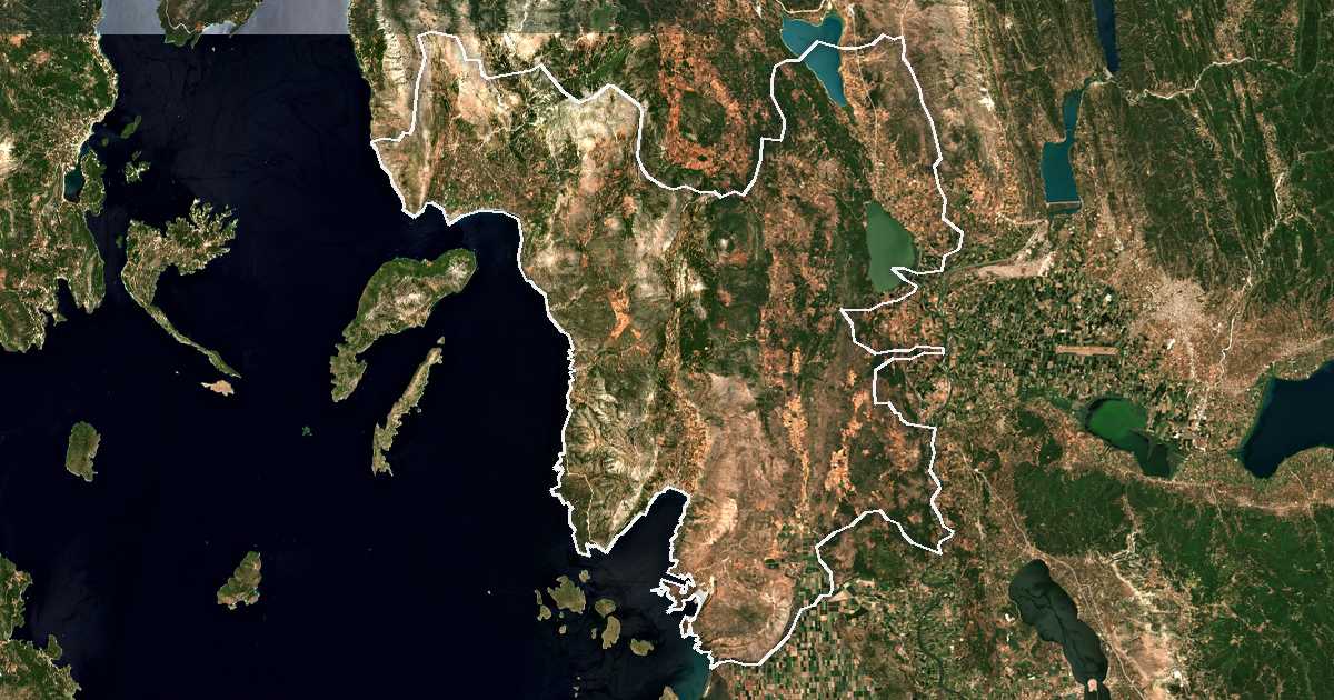 Imagen de satélite con el límite trazado: Xirómero