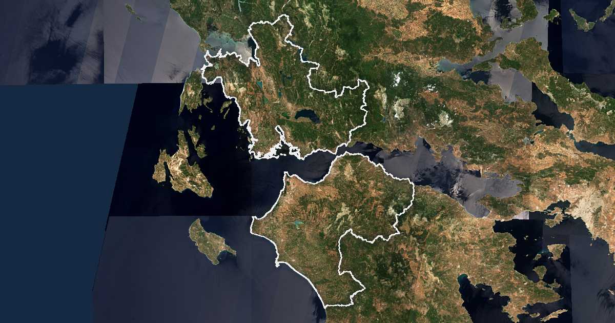 Imagen de satélite con el límite trazado: Periferia de Grecia Occidental