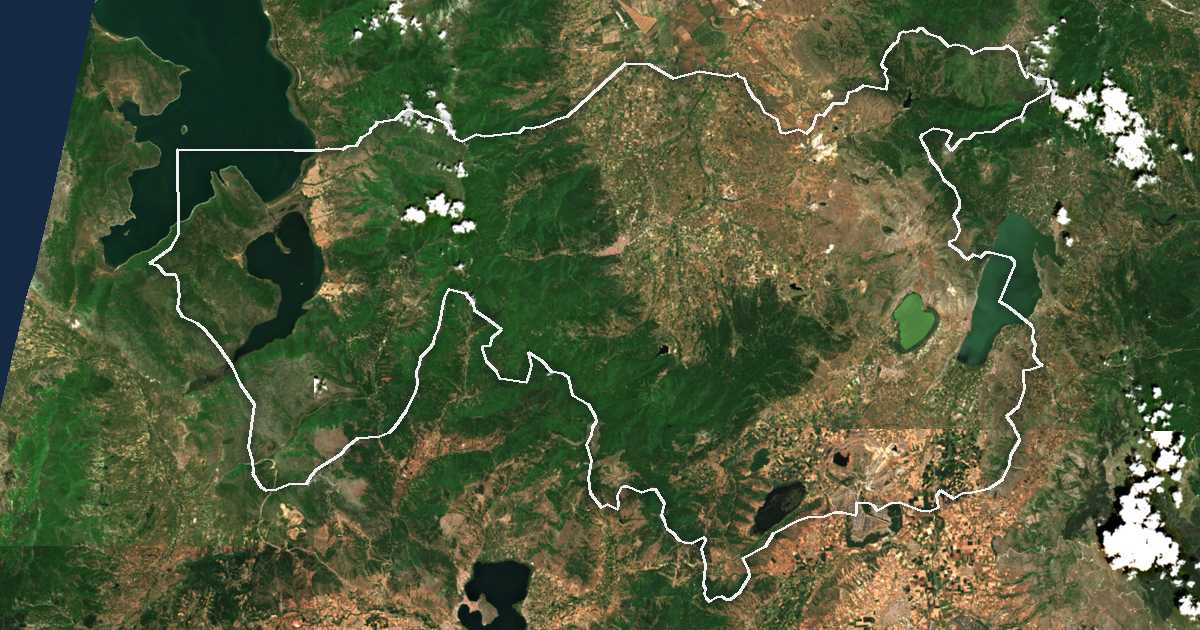 Imagen de satélite con el límite trazado: Florina