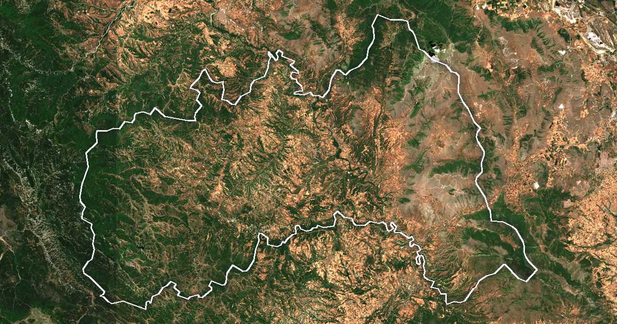 Imagen de satélite con el límite trazado: Voio
